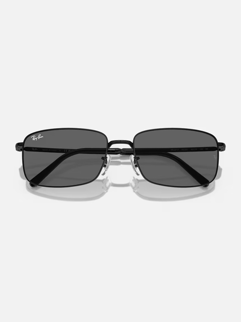 Ray-Ban Rectangular Gun Metal Sunglasses with Navy Blue arms RB3684 and Case